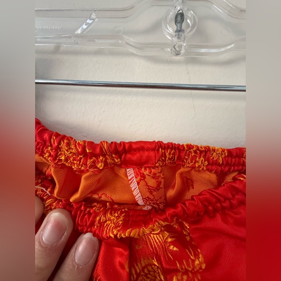 Chinese Traditional 2Pc Set Red Satin & Gold Dragon - Picture 13 of 15